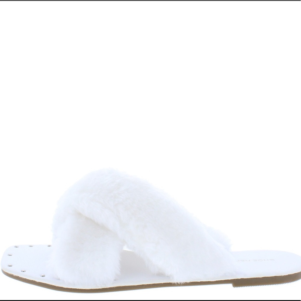 ๐HP๐Snowy White Luxe Fur Fuzzy Sherpa Padded Slide Slipper Sandals - Picture 3 of 4